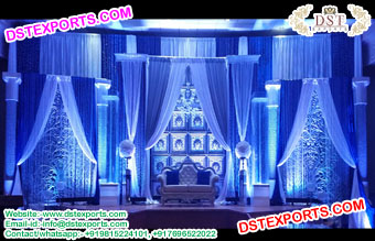 Exclusive Blue Theme Wedding Stage Setup