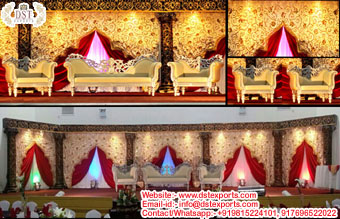 Stylish Asian Wedding Stage Embroidered Backdrops