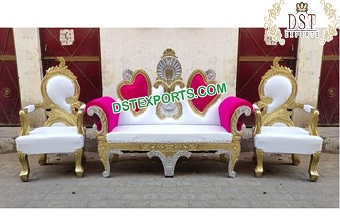 Designer Double Heart Sofa & Chairs for Wedding