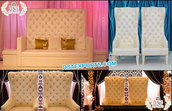 English Wedding White Leather Tufted Furniture