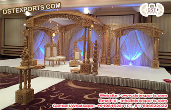 Stylish Wooden Carved Wedding Mandap London