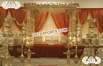 Golden Indian Wedding Diamond Fitted Mandap