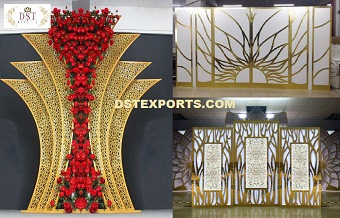 Golden Mirror Metal Wedding Backdrop for Event