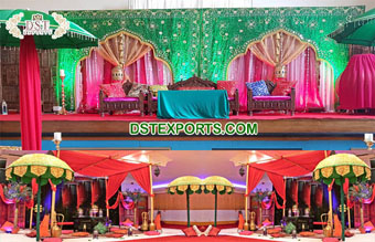 Pakistani Walima Decor Stage Backdrop Curtains