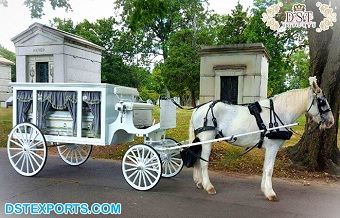 Vintage White Theme Horse Drawn Hearse