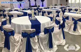 Royal White Blue Chair Covers Decoration