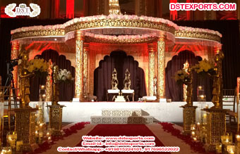 Indian Wedding Traditional Gold Mandap Set