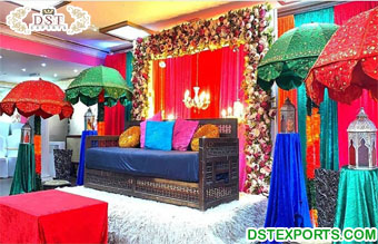 Lovely Umbrella Decoration for Mehndi Stage