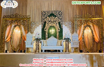 Best Gold Walima Theme Stage Decoration