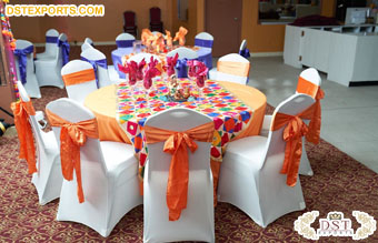 Punjabi Wedding Table Decoration Phulkari Overlays