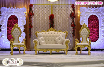 White & Gold Coated Royal Wedding Furniture