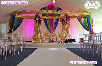 Indian Fusion Wedding Gorgeous Golden Mandap