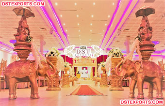 Wedding Aisle FRP Elephant Pillars with Statue