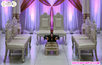 Wedding Wooden Carved White Vedi Chairs