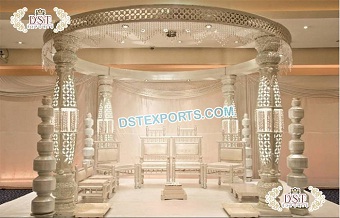 LED Lighted Pillars Wedding Crystal Mandap