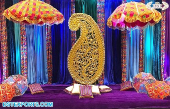 Punjabi Phulkari Umbrellas for Mehndi Stage