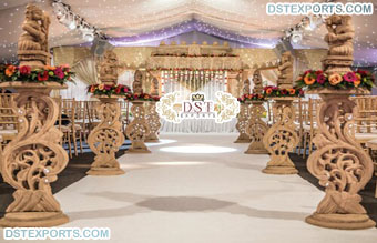 Wedding Aisleway Peacock Pillars with Ganesha