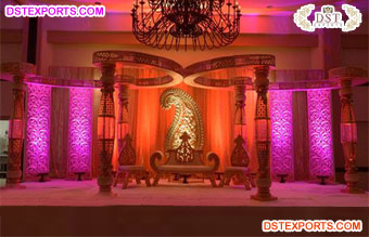 Stylish Bottle Pillars Wedding Mandap Stage