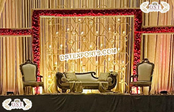 Glittering Wedding Reception Stage Candle Backdrop