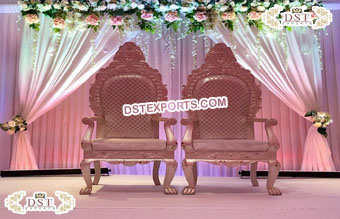 Modern White Bride and Groom Chairs