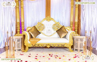 Wholesale Luxury Event Gold White Wedding Sofa