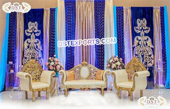 Royal Blue Silver Wedding Backdrop Curtain