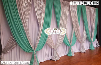Shiny Backdrop Drapes for Wedding Stage