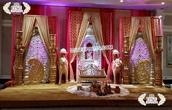 Muslim Walima Celebration Golden Stage Decor