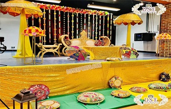 Vibrant Decoration For Mehndi Haldi Stage Decor