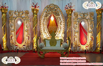 Golden Carved Wedding Stage Backdrop Frames