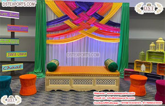 Wedding Mehndi Ceremony Wooden Moroccan Bed Set
