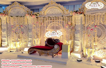 Nigerian White Palace Wedding Stage Decoration