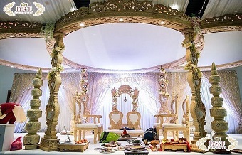 Royal Wooden Carving Wedding Mandap Set