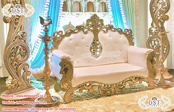 White Gold Luxurious Sofa For Wedding Stage