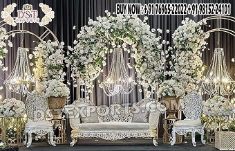 Luxurious Wedding Heavy Carved Silver Sofa Set